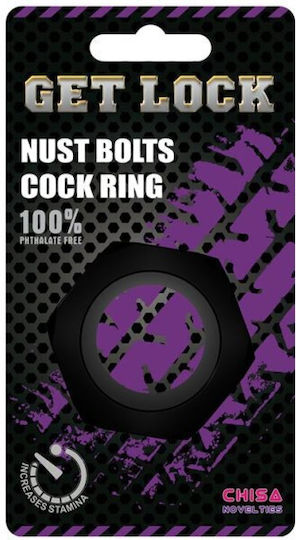 Chisa Novelties Get Lock Nust Bolts Cock Ring Cock Ring Schwanz Schwarz