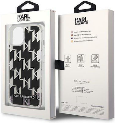 Karl Lagerfeld Liquid Glitter Monogram Back Cover Πλαστικό Μαύρο (iPhone 14 Pro Max)