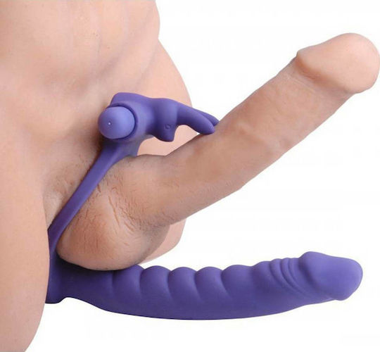 XR Frisky Double Delight Dual Penetration Vibrating Rabbit Cock Ring Вибриращ Пръстен Петел Лилав