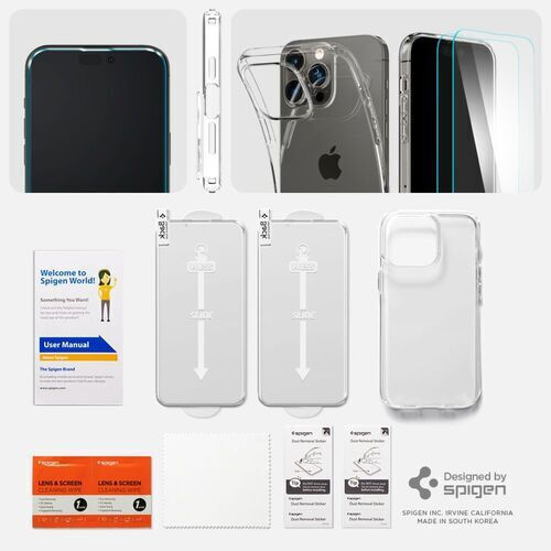 Spigen Liquid Crystal Back Cover Σιλικόνης / Tempered Glass 0.2mm Σετ με Τζαμάκι Διάφανο (iPhone 14 Pro)
