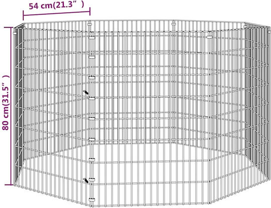 vidaXL 171578 Metallischer Käfig für Kaninchen 54cmx54cmx80cmcm.
