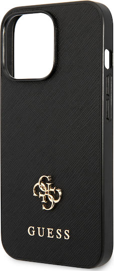 Guess Metal Logo Umschlag Rückseite Kunststoff Schwarz (iPhone 13 Pro)