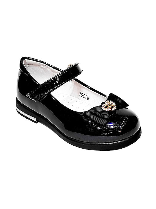 Oscal Kids Patent Leather Ballerinas with Hoop & Loop Closure Black