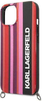 Karl Lagerfeld Color Stripes Strap Plastic Back Cover with Strap Pink (iPhone 14)