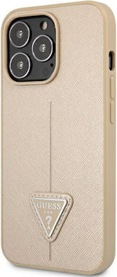 Guess Saffiano Triangle Logo Plastic Back Cover Beige (iPhone 14 Pro Max)