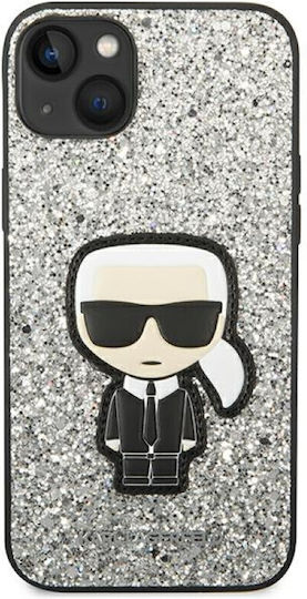 Karl Lagerfeld Glitter Flakes Ikonik Back Cover Σιλικόνης Ασημί (iPhone 14 Plus)