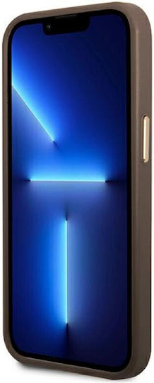 Guess Vintage Gold Logo Umschlag Rückseite Kunststoff Braun (iPhone 14)