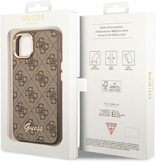 Guess Vintage Gold Logo Umschlag Rückseite Kunststoff Braun (iPhone 14)