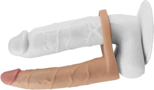 Lovetoy The Ultra Soft Double Strap On Anal Dildo με Dildo 17.8cm στο χρώμα του δέρματος