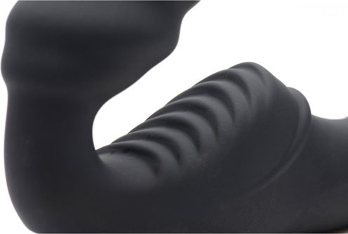 Strap U Slim Rider Strapless Strap-on Vibrator Strapless Strap On with Dildo 21.60cm with Vibration in Black Color