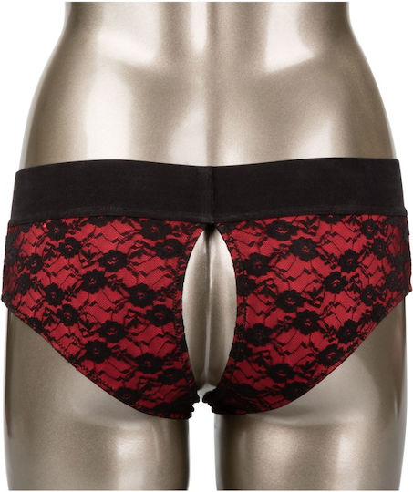 Calexotics Scandal Crotchless Pegging Panty Set Red Бельо