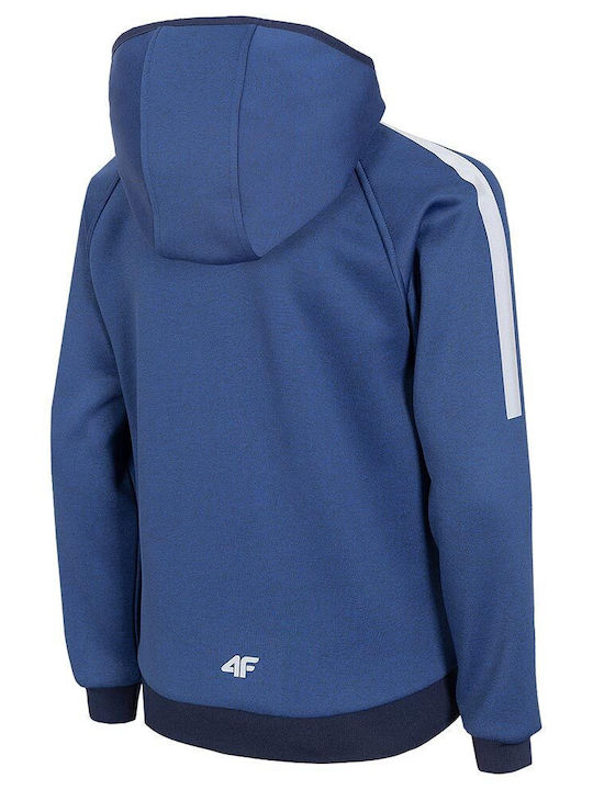 4F Boys Athleisure Hooded Sweatshirt with Zipper Blue