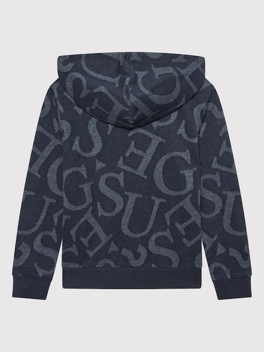 Guess Boys Hooded Sweatshirt with Zipper Navy Blue