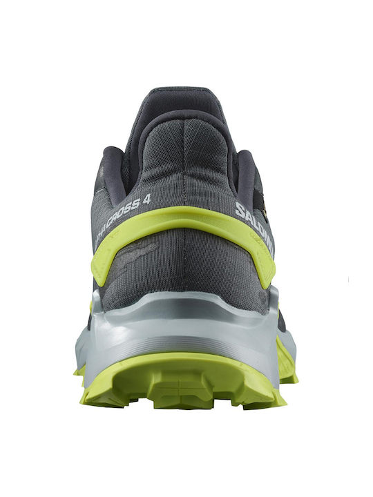Alphacross 4 GTX Bărbați Pantofi sport Trail Running Impermeabile cu Membrană Gore-Tex Ebony / Albastru Perlat / Albastru Acid