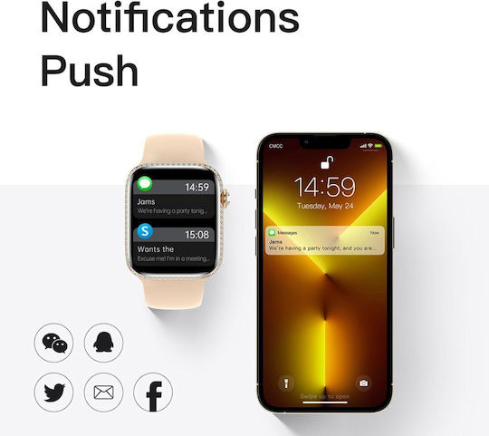 Microwear W27z Aluminium 45mm Smartwatch με Παλμογράφο (Μαύρο)