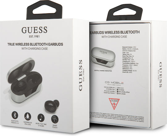 Guess Classic Logo In ear Bluetooth хендсфри Слушалки с Кутийка за Зареждане Сребрист