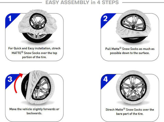Matte Super X Series Anti-slip Snow Socks Medium Passenger Car 2pcs