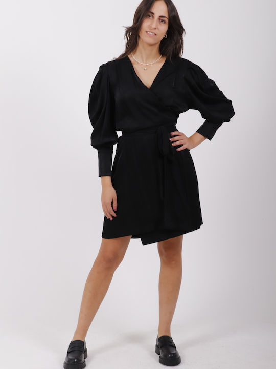Moutaki Mini All Day Φόρεμα Σατέν Κρουαζέ Μαύρο