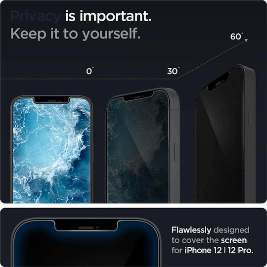 Spigen EZ Fit GLAS.tR Privacy Tempered Glass 2buc (iPhone 12 / 12 Pro)