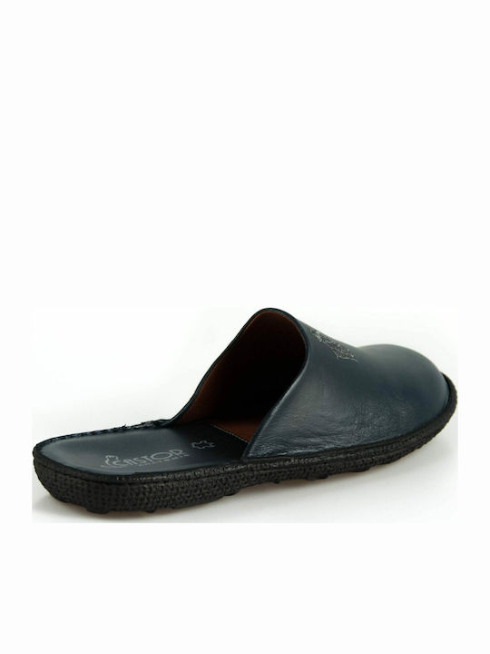 4518 Men's Leather Slippers Blue
