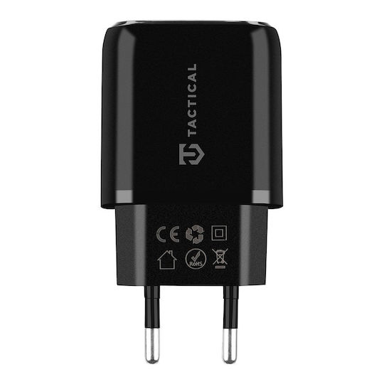 Tactical Φορτιστής Χωρίς Καλώδιο με Θύρα USB-A και Θύρα USB-C 20W Power Delivery / Quick Charge 3.0 Μαύρος (Base Plug Dual)