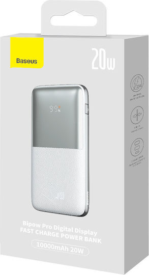 Baseus Bipow Pro Power Bank 10000mAh 20W με 2 Θύρες USB-A και Θύρα USB-C Λευκό
