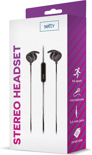 Setty Sport In-Ear Freihändig Kopfhörer mit Stecker 3.5mm Schwarz