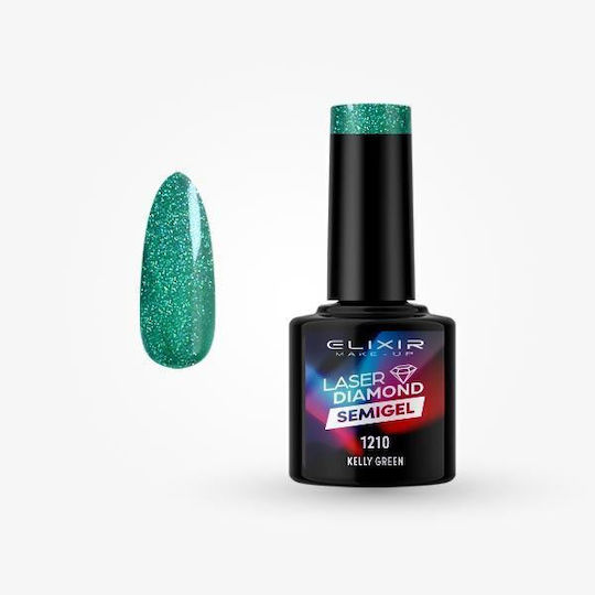 Elixir Laser Diamond Хибриден Лак за Нокти 1210 Kelly Green с Glitter 8мл 1бр
