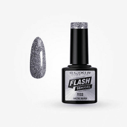 Elixir Хибриден Лак за Нокти 1132 Arctic Silver с Glitter 8мл 1бр