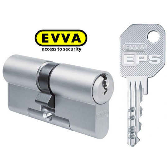 EVVA Κύλινδρος Κλειδαριάς Ασφαλείας EPS 82mm (31-51) με 3 Κλειδιά Ασημί