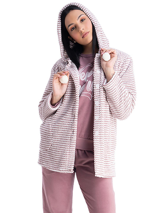 Rachel Women's Winter Fleece Pajama Robe Pink