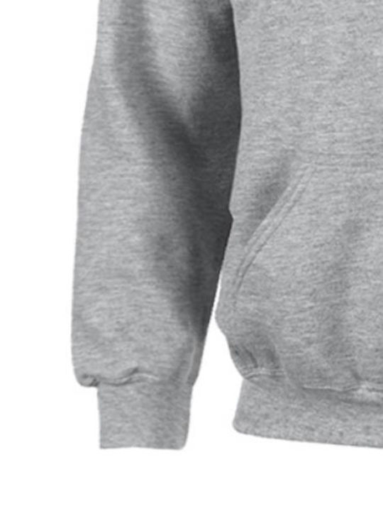 Fleece Kinder-Sweatshirt mit Kapuze und Taschen Grau