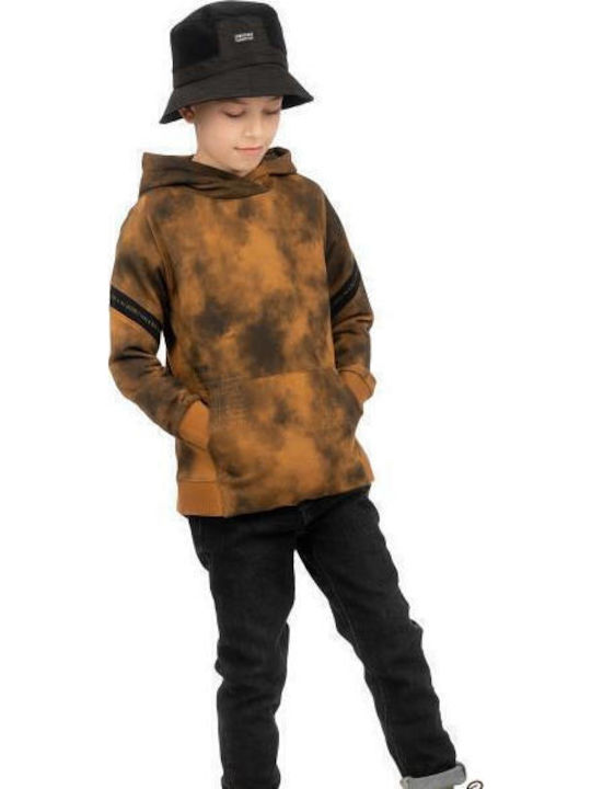 Kids Sweatshirt with Hood and Pockets Brown