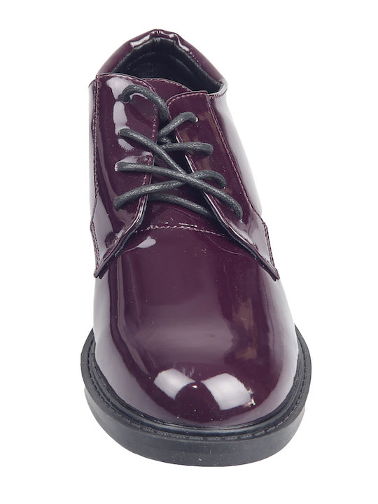 Women's Patent Leather Oxford Shoes Burgundy