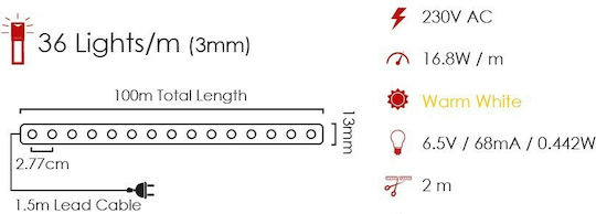 Christmas Light Tube Warm White Two-channel 220V 1m IP20