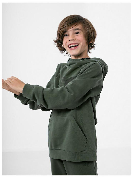 Kids Sweatshirt with Hood and Pockets Khaki