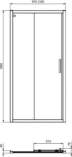 Ideal Standard Connect 2 Kabine für Dusche mit Schieben Tür 100x75x190cm Schwarz