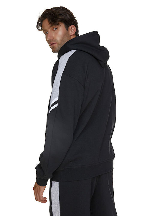 Bodymove Plus Size Men's Sweatshirt with Hood and Pockets Black