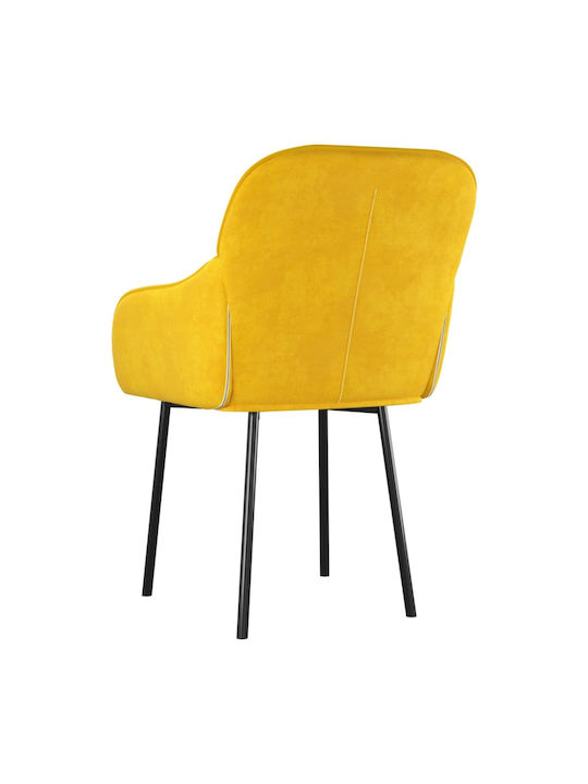 Dining Room Velvet Armchair Yellow 57x61x80cm 2pcs