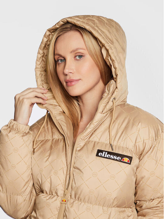 Ellesse Maydelle Kurz Damen Puffer Jacke für Winter Beige SGP15947