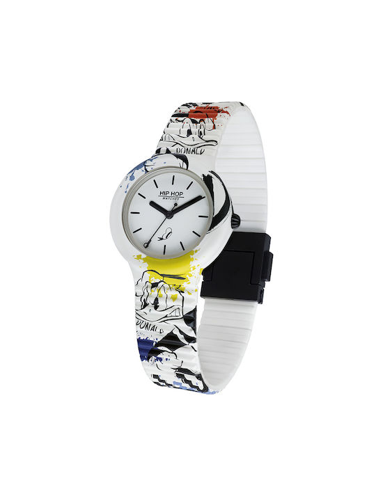 HipHop Kids Analog Watch with Rubber/Plastic Strap White