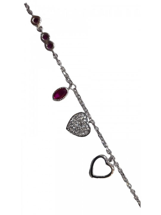 Prince Silvero Bracelet Chain with design Heart made of Silver with Zircon