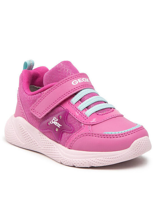 Geox Sprintye Kids Anatomic Sneakers for Girls with Laces & Strap Pink