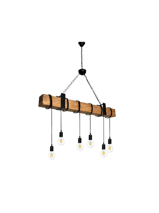 Pendant Chandelier Rail for 6 Bulbs E27 Brown