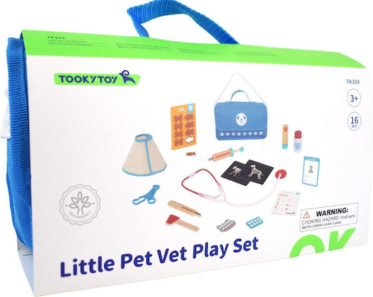Tooky Toys Βαλιτσάκι Κτηνιάτρου από Ξύλο για 3+ Ετών 16τμχ