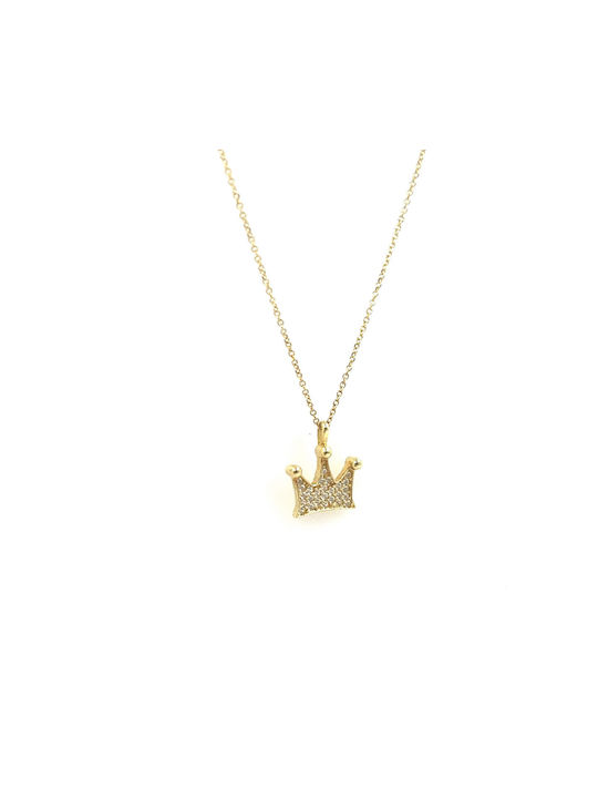 Gold necklace with 9K gold crown