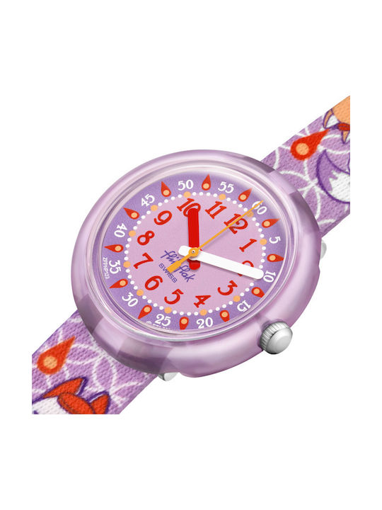 FlikFlak Yako Parade Analoge Kinderuhr Flieder mit Stoffarmband