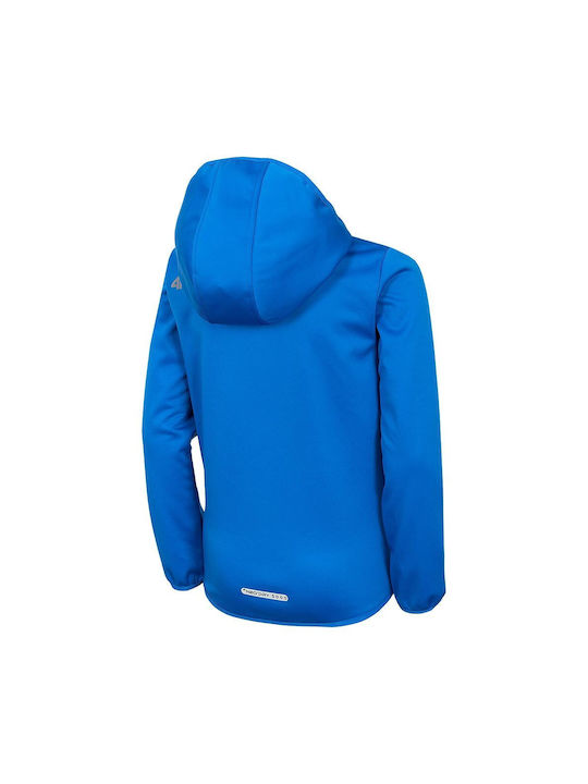 4F Kinderjacke Kurz mit Kapuze Blau Softshell