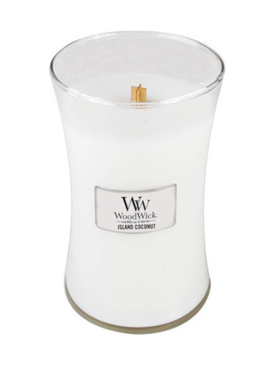 WoodWick Scented Candle Jar with Scent Island Coconut White 609.5gr 1pcs