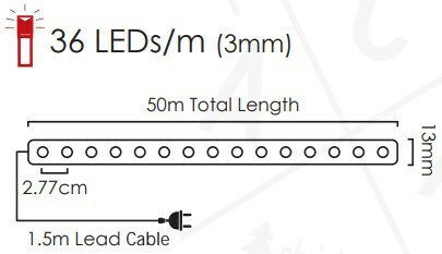 Φωτοσωλήνας 36 Λαμπάκια 220V Πράσινος 1m IP20